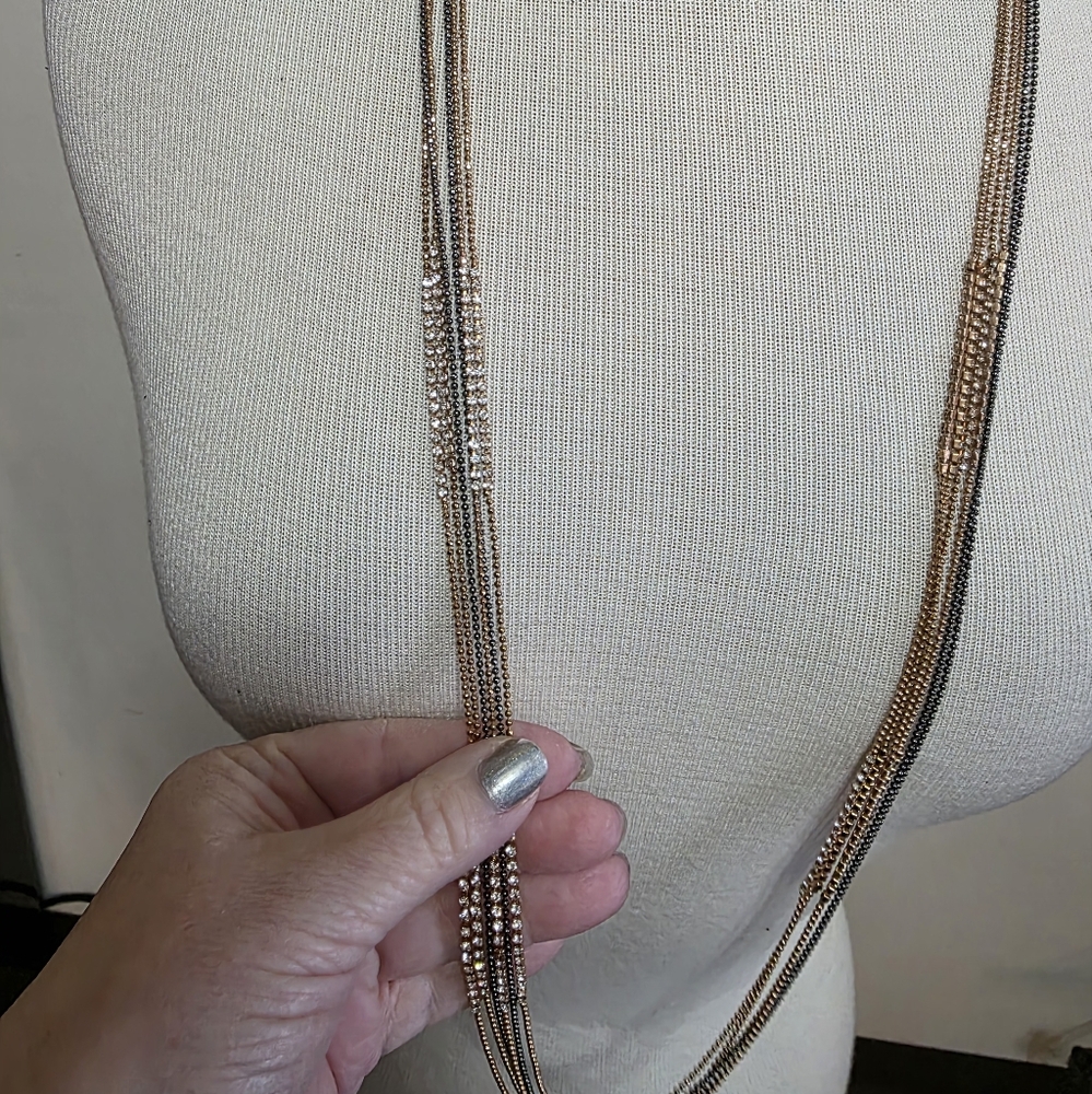 Long Multi Layered Multitone Necklace - Picture 2 of 5